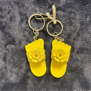 2 Yellow Flower Sandal Keychains New